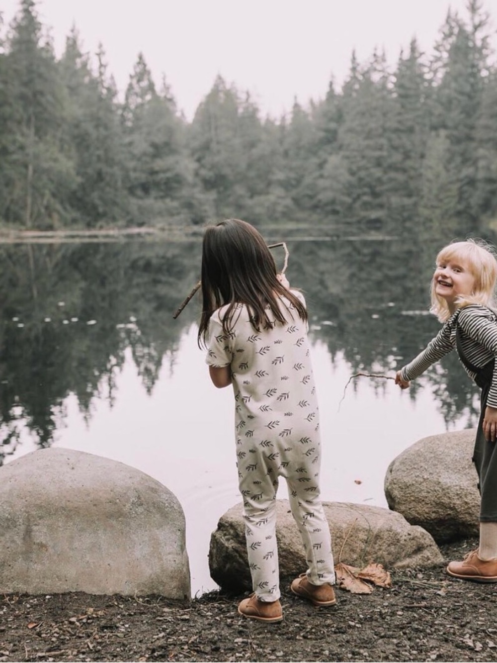 Jax + Lennon Cream Leaf-Print Kids One-Piece - Picture 2 of 8